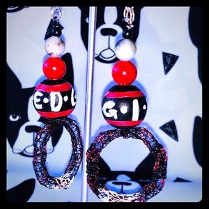 2.5” Handmade “GIFTED” Dangle RUN DMC Earrings